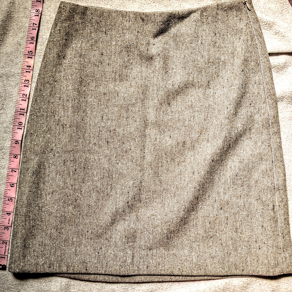 Theory NWT Easy Waist Taupe Multi Speckle Wool Mini Skirt Zip Lined 00 XXS